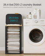 SONGMICS Laundry Hamper with Lid, 100L Laundry Basket, Bamboo Frame - Image 4