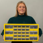 Akro-Mils 26-Drawer Plastic Drawer Storage Cabinet for Garage Organization, Bead Organizer, Building Bricks Storage, Teacher Toolbox, Makeup Organizer, 20-Inch W x 6-Inch D x 10-Inch H, 10126 Yellow - Image 2