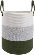 70L Woven Laundry Basket,Large Clothes Hamper with Handles-Green by HZFTJOY
