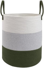 70L Woven Laundry Basket,Large Clothes Hamper with Handles-Green by HZFTJOY
