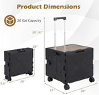 Goplus Foldable Utility Cart, Portable Rolling Crate Handcart with 4 Rotate Wheels, Telescoping Handle, Lid & Cup Holder for Travel, Shopping, Luggage, Grocery, Office & Teacher (Black) - Image 5