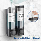 Shampoo and Conditioner Dispenser,Shower Dispenser 2 Chamber No Drill Wall-Mounted Shampoo Dispenser for Shower Wall Mounted Shower Dispenser for Bathroom Hotel,Matte Black1 - Image 6
