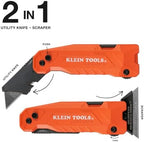 Klein Tools 44306 FLICKBLADE 2-in-1 Folding Utility Knife and Scraper with Built-In Blade Storage, Dual Locking Positions, Includes 3 Triple-Ground Carbon Steel Blades - Image 2