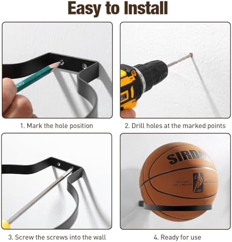 Garage Ball Storage Rack, Wall Mount Holder Space Saving for Basketball - Image 6