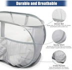 2 Pack Collapsible Laundry Baskets, Upgrade Pop Up Laundry Hamper with Convenient Bags, Foldable Laundry Basket Mesh Light Weight, Easy to Carry Clothes Hampers for Laundry, Dorm, Toys, Travel Grey - Image 5