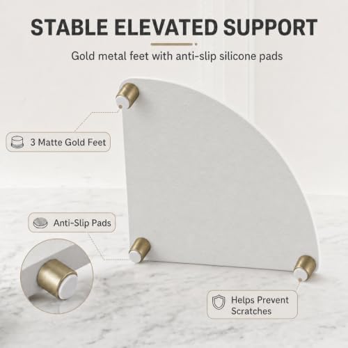 Corner Counter Shelf, Water Absorbing Stone Drying Tray Mat for Kitchen & Bathroom Sink, Diatomaceous Gold Faucet Coaster Soap Dish Rack Riser Dispenser Sponge Holder, Beige, 8.5" x 8.5" - Image 5