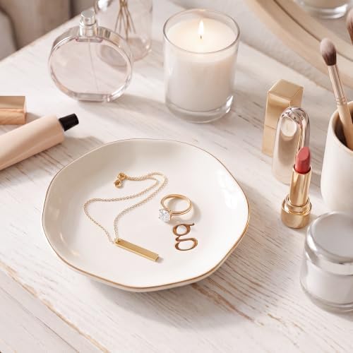 Ceramic Jewelry Tray, White Initial G Personalized Jewelry Dish - Image 4