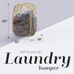 Handy Laundry Collapsible Mesh Pop Up Hamper with Side Pocket - Image 2