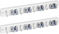 OUTNILI 2 Pack Mop Broom Holder Wall Mount - White Wood Broom Mop Hanger - Wall Mounted Garden Tool Rack Organizer for Closet Garage Laundry Room, 4 Slots & 4 Hooks by OUTNILI