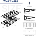 FLEXIMOUNTS 2-Pack 2x4ft 24-inch-by-48-inch Wall Shelf Garage Storage Rack Wall Mounted Floating Shelves, Black, Classic Series - Image 2