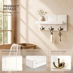 Rebee Vision Key Holder Wall Mount with 3 Anchor Hooks for Entryway, White - Image 6