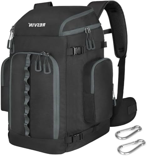 Ski Boot Bag, 65L Durable Travel Backpack, 1680D Nylon Waterproof Snowboard Boot Bag, Skiing and Snowboarding Travel Luggage for Helmet, Goggles, Gloves, Outerwear & Accessories by RESVIN