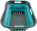 SAMMART 42L (11 gallon) Collapsible Plastic Laundry Basket - Foldable Pop Up Storage Container/Organizer - Space Saving Hamper/Basket (Grey/Crystal Blue) by SAMMART
