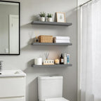 BAYKA Grey Floating Shelves 22.5in, Set of 3, Wall Mount Rustic Wood Shelf - Image 2