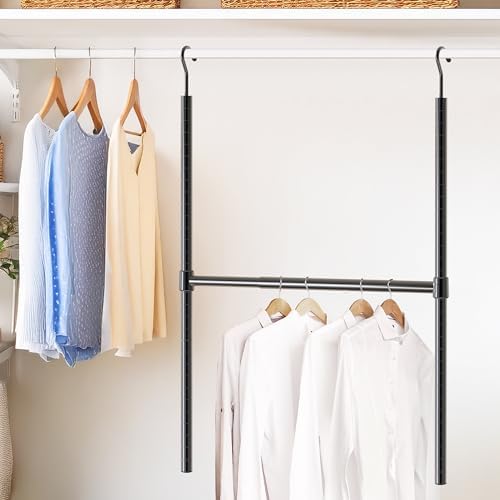 Simple Houseware Adjustable Closet Hanging Rod, Black - Image 2