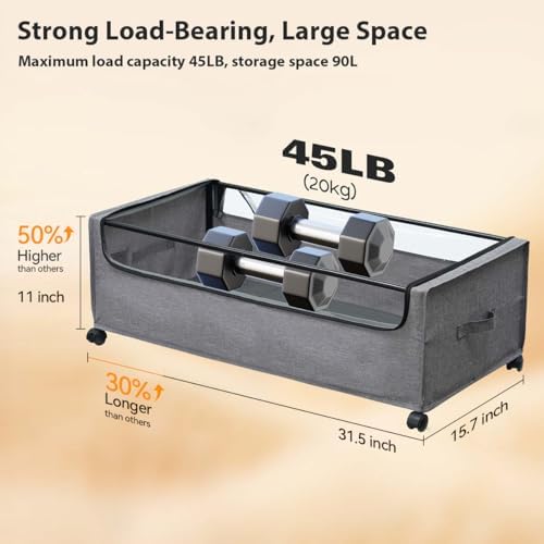 Under Bed Storage with Wheels High Size for Shoe Clothing Storage | Smooth-rolling wheels slide easily under most beds for quick everyday access - Image 6