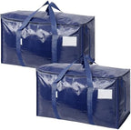 TICONN 2 Pack Extra Large Moving Bags Heavy Duty with Zippers & Carrying Handles, Durable Storage Bags Moving Boxes for Closet Organizers and Storage (2 Pack, Navy) by TICONN