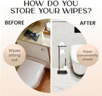 Day Moon™ - Toilet Paper Holder - Modern Roll Holder for Bathroom - 1 Pack - Free Standing - with Shelf, Black - Image 3