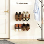 Nisorpa 20 Inches Wall Mounted Shoe Rack, Rustic Burnt Wood, 2 Pack - Image 3