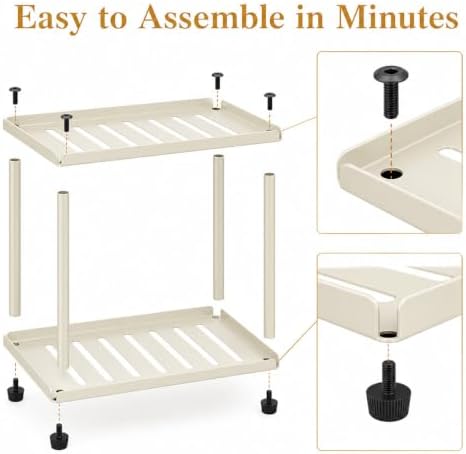 2 Tier Bathroom Counter Organizer, Rectangular Vanity Organizer Shelf, Skincare and Makeup Countertop Storage Rack for Kitchen, Bathroom, Bedroom Beige - Image 5