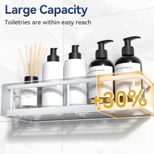 YASONIC Shower Caddy Adhesive, Rustproof Shower Organizer, Large Capacity Shower Shelves for Inside Shower, No Drilling Bathroom Organizers and Storage for Home Decor （2 Pack White） - Image 5