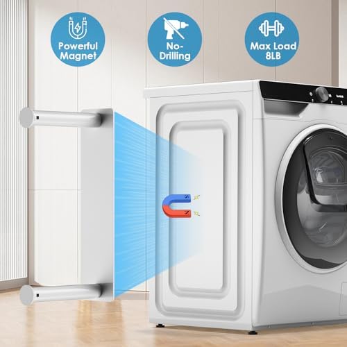 MFTEK Hanger Organizer Stacker, Magnetic Hanger Holder, Extendable Hangers Storage Rack for Washing Machine Closet Laundry Room Organization, Metal Stand Rack for Adult Kids Velvet Hangers (White) - Image 2