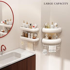 CICUFY Shower Caddy Suction Cup, 1 Pack No Drilling Corner Shower Shelves, Rust Proof Bathroom Storage Organizer, Shower Corner Caddy with Removable Hooks and Towel Bar, Triangle, Cream - Image 3