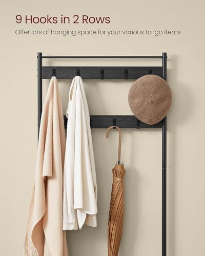 VASAGLE Coat Rack, Hall Tree with Shoe Storage Bench, 3-in-1, Steel Frame - Image 4
