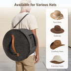 HEAVYWOOD Hat Box for Women Storage Travel Felt Hat Case for Wide-Brim Cowboy Hat Storage for Large Round Hat Carrier with Portable Handle Shoulder Strap (Dark Gray, Shoulder Stripe) - Image 2