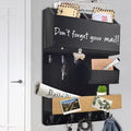 Mail Organizer Wall Mounted with Key Holder, Shelf, Midnight Black by HEKOOLA