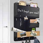 Mail Organizer Wall Mounted with Key Holder, Shelf, Midnight Black by HEKOOLA