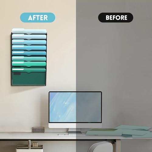 8-Tier Wall File Organizer, Hanging File Holder, Wall Mounted Mail Sorter - Image 7