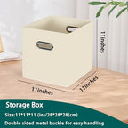 Black Foldable Storage Cubes Bins, Fabric Storage Box Cubes Organizer Baskets with Dual Handles for Home Organizer,Set of 6,(Creamy-White) - Image 2