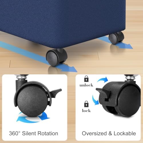 Laundry Hamper with Wheels, 75L Rolling Laundry Basket with Lid - Image 4
