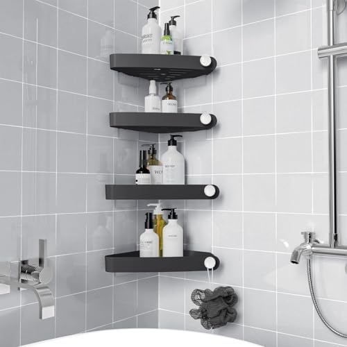 Sotfamily Plastic Shower Caddy Corner (for 90° Only), 4 Pack, Black by Sotfamily