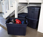Rubbermaid Roughneck Tote 25 Gal, 4 Pack, Made in USA, Dark Indigo Metallic, Rugged Plastic Stackable Storage Bins with Lids and Handles - Image 3