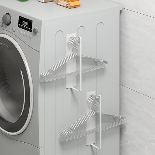 Magnetic Hanger Organizer, 2Pack Hangers Holder for Dryer/Washing Machine, Holding up to 30 Velvet/Wire/Plastic Hangers, Perfect Space Saver for Laundry Room (2, White) by THIPOTEN