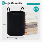 YOUDENOVA Cotton Laundry Hamper, 72L Tall Storage Basket-Black - Image 2