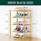 Smiry Bamboo Shoe Rack, 8 Vertical Slats, 4 Tier - 17.3" Wide, Natural - Image 2