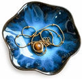 Lotus Leaf Shape Jewelry Dish Tray,Ceramic Blue Trinket Tray(Blue) by GISK
