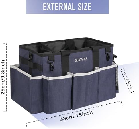 SCAVATA Wearable Caddy Bag, Cleaning Supplies Organizer With Handle & Shoulder Straps for Housekeepers, Under Sink & Car Tool Organizers With 4 Foldable Divider (NavyBlue) - Image 5