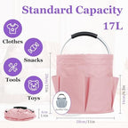 2Pcs 17L College Shower Caddy for Women, Bathroom Cleaning Caddy with Handle, 600D Oxford Fabric Cleaning Supplies Bucket, Multifunctional Storage Basket for Dorm, Family, Pink + Transparent - Image 2