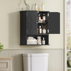 TEENFON Bathroom Wall Cabinet Over the Toilet Storage Cabinet with Barn Doors and Adjustable Shelves Bathroom Cabinet Over Toilet for Bathroom, Kitchen, Laundry Room,Black - Image 2