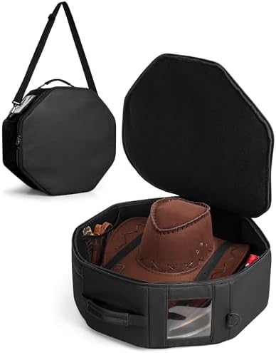 Marscamd Vegan Leather Hat Box, Fits 4 Cowboy or Wide-Brim Hats, Black by Marscamd