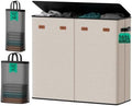 185L Laundry Hamper 4 Section with Lid & Removable Bags by MECINFUL