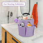 2Pcs 17L Collapsible Cleaning Supplies Caddy with Handle for Travel, Purple - Image 7