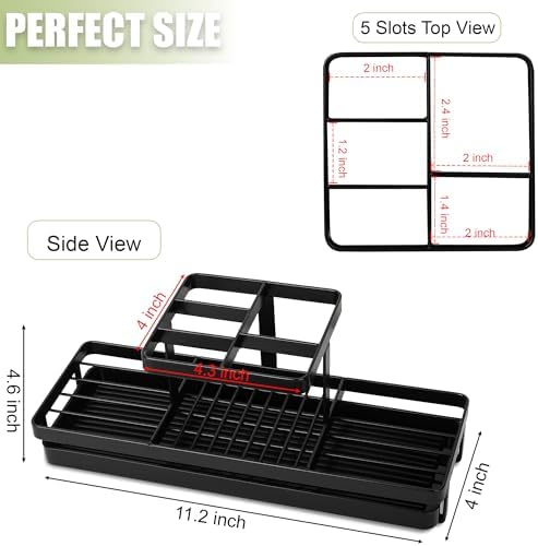 Toothbrush Holders Toothpaste Organizer Bathroom Accessories, Matte Black - Image 6