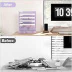 EasyPAG 5 Tier Wall File Holder, Mesh Hanging Folder Organizer with Classify Label, Versatile Desk File Holder, Vertical Wall Mounted Mail Organizer for Office Home Cubicle, Purple - Image 4