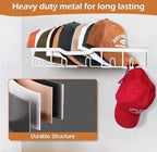 KEETDY Metal Hat Racks for Baseball Caps Wall Hat Organizer Fit 20 Caps Holder, 2 Packs Sturdy Wall Mounted Hat Storage Organizer, White - Image 2