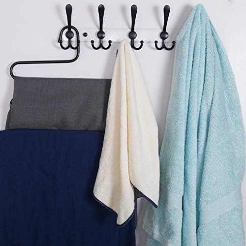 Dseap Wall Mounted Coat Rack - 5 Tri Hooks, Heavy Duty, Stainless Steel, Metal Coat Hook Rail for Coat Hat Towel Purse Robes Mudroom Bathroom Entryway (White & Black, 2 Packs) - Image 4